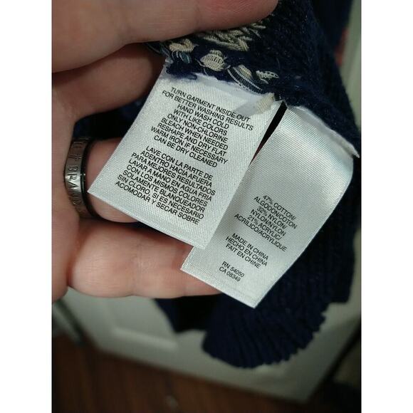 Jones New York Woman L Sweater V Neck Blue Red Striped V Neck Long Sleeve... - Picture 8 of 9